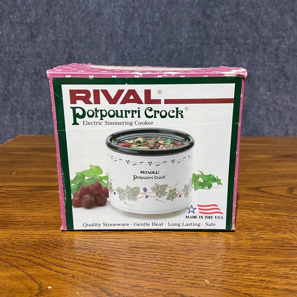 Vintage Rival Potpourri Crock Electric Simmering Cooker Ivy Pattern 3206 GR NOS